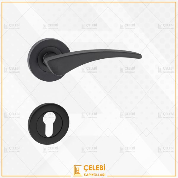 KARTAL KOL YUVARLAK ROZETLİ MAT SİYAH YALE