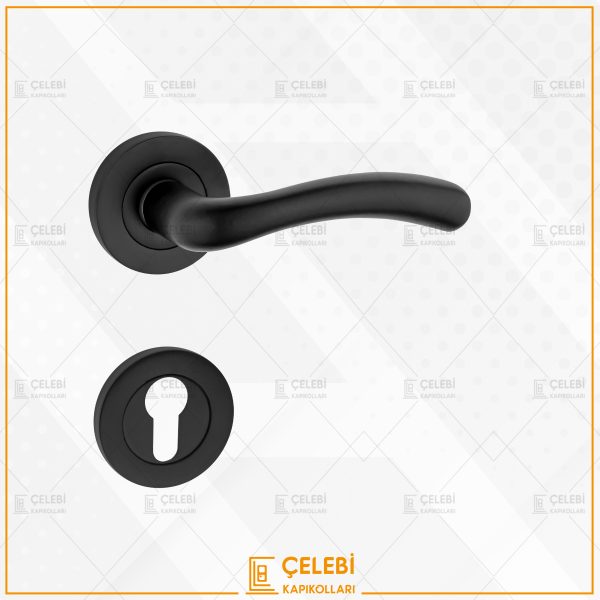 KUĞU KOL YUVARLAK ROZETLİ MAT SİYAH YALE