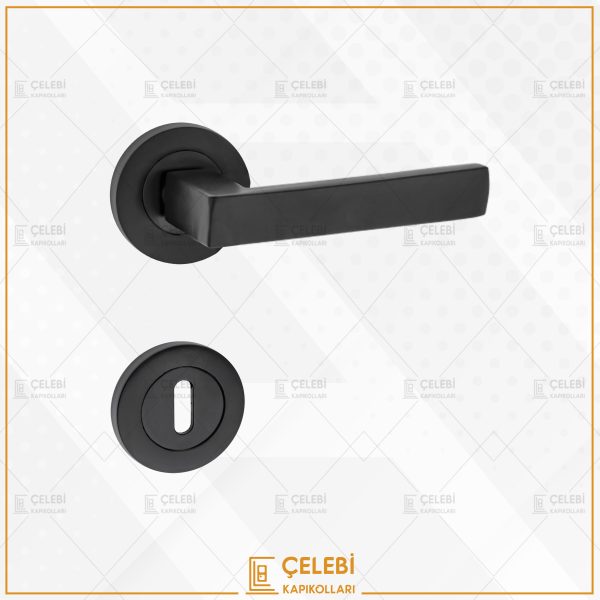 LAMA KOL YUVARLAK ROZETLİ MAT SİYAH ODA