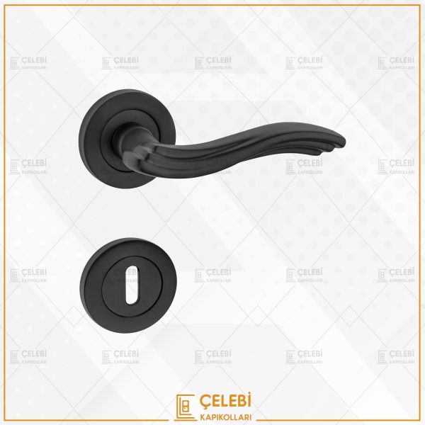 MERDİVEN KOL YUVARLAK ROZETLİ MAT SİYAH ODA