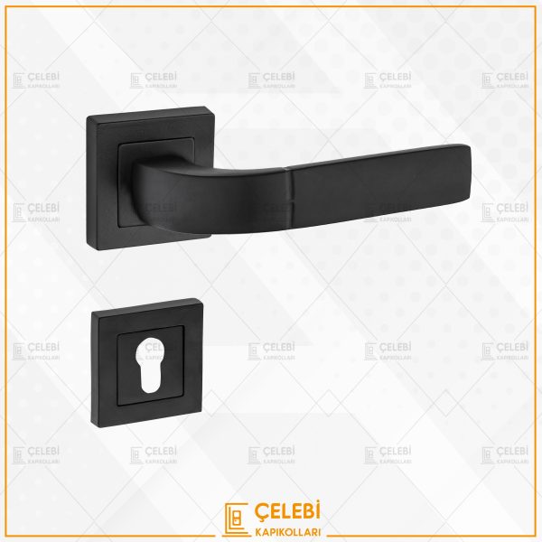 NERGİS KOL KARE ROZETLİ MAT SİYAH YALE