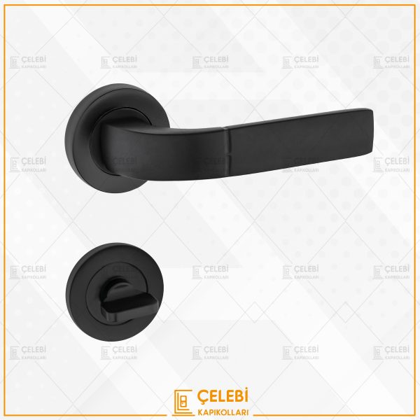 NERGİS KOL YUVARLAK ROZETLİ MAT SİYAH WC