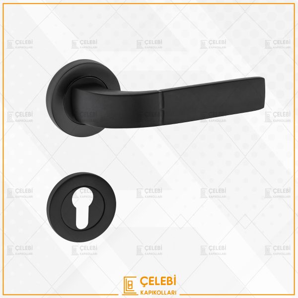 NERGİS KOL YUVARLAK ROZETLİ MAT SİYAH YALE