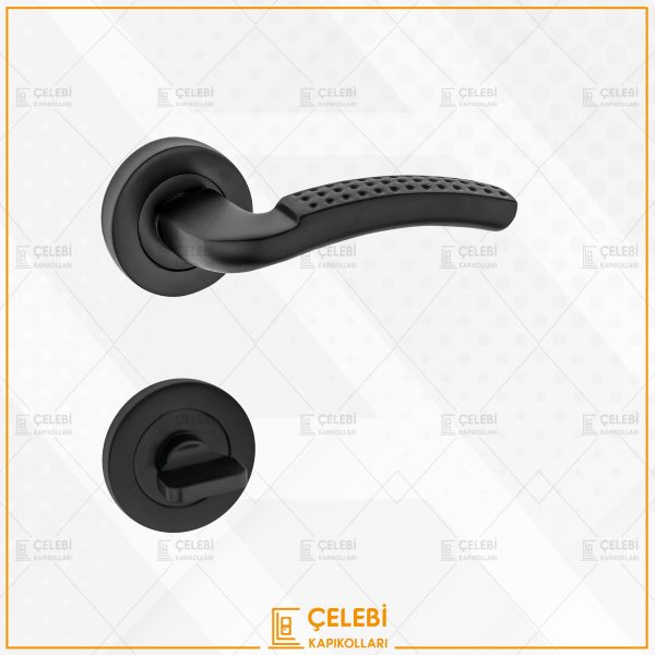 NOKTALI KOL YUVARLAK ROZETLİ MAT SİYAH WC