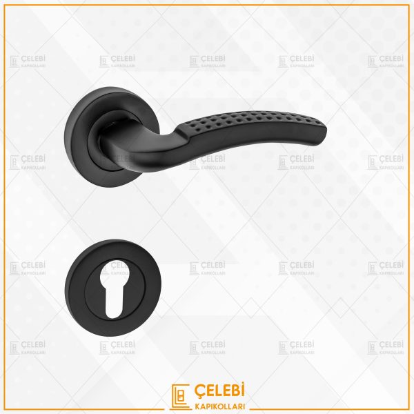 NOKTALI KOL YUVARLAK ROZETLİ MAT SİYAH YALE