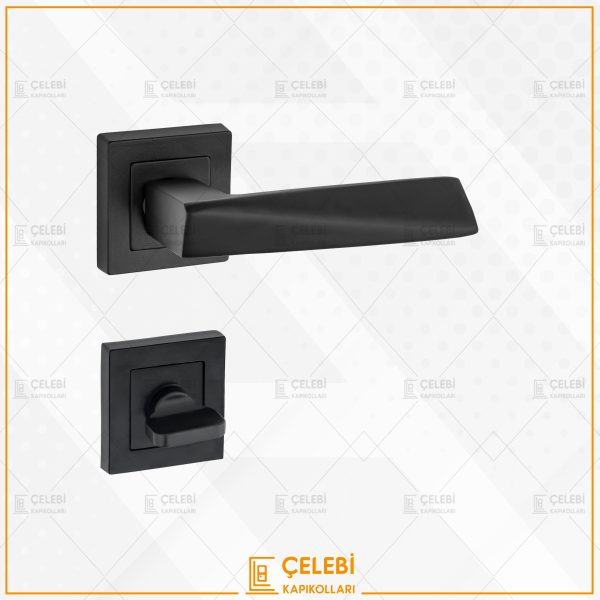 PİRAMİT KOL KARE ROZETLİ MAT SİYAH WC