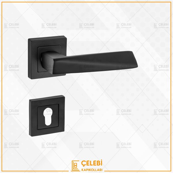 PİRAMİT KOL KARE ROZETLİ MAT SİYAH YALE