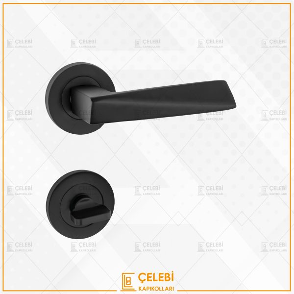 PİRAMİT KOL YUVARLAK ROZETLİ MAT SİYAH WC