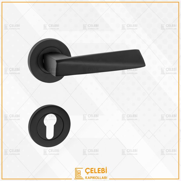 PİRAMİT KOL YUVARLAK ROZETLİ MAT SİYAH YALE