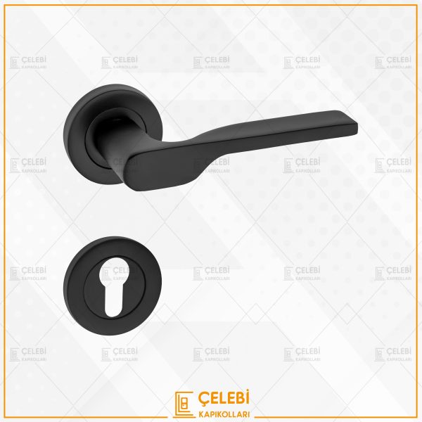 SEDİR KOL YUVARLAK ROZETLİ MAT SİYAH YALE