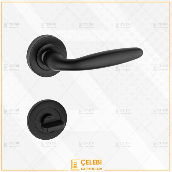 TOMBİK KOL YUVARLAK ROZETLİ MAT SİYAH WC