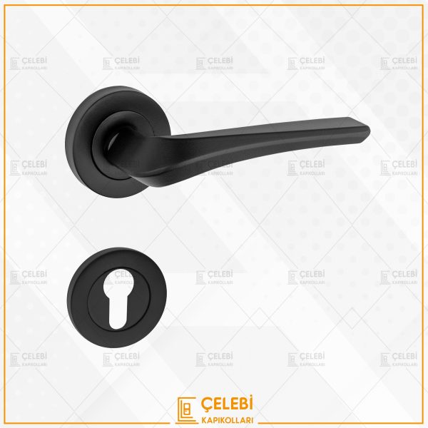 VENÜS KOL YUVARLAK ROZETLİ MAT SİYAH YALE