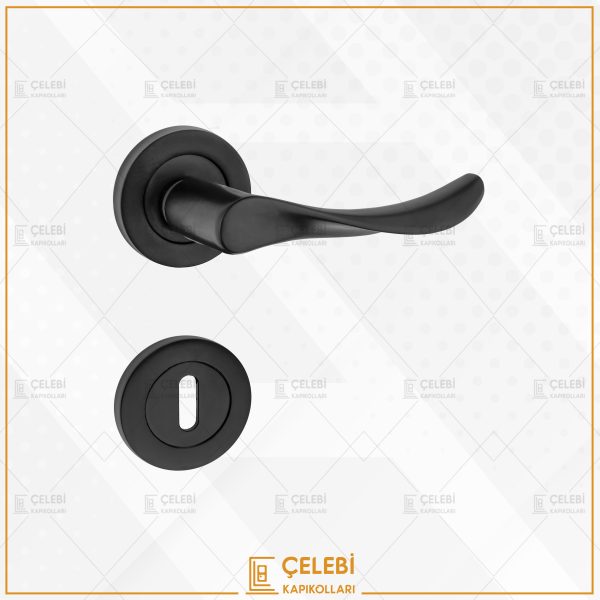 YAPRAK KOL YUVARLAK ROZETLİ MAT SİYAH ODA