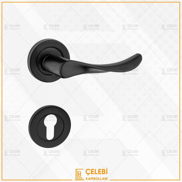 YAPRAK KOL YUVARLAK ROZETLİ MAT SİYAH YALE